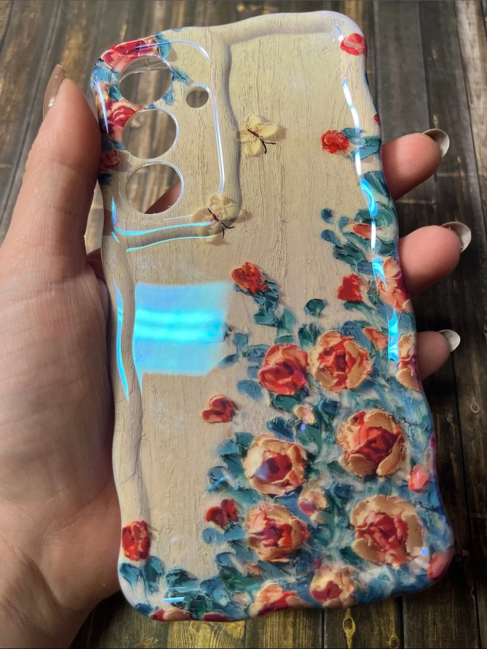 5for$10 Beige Samsung Galaxy S24, Colorful Retro Oil Painting Flower Phone Case